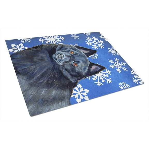 Carolines Treasures LH9294LCB Schipperke Winter Snowflakes Holiday Glass Cutting Board Large, 12H x 16W, multicolor