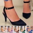 thumbnail image 6 of Purcolt Womens Faux Suede Stilettos Heels Dressy Elegant Pointed Toe Adjustable Ankle Strap Pumps Summmer Business Dress Shoes for Work Office, 6 of 7