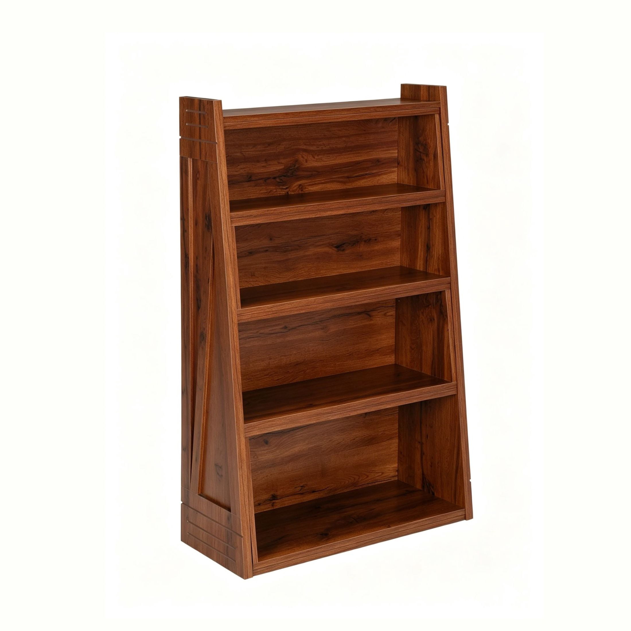 GDF Studio 47.17" Expandable 4-Tier L-Shaped Bookshelf, Adjustable 2-Piece Storage Rack, Brown