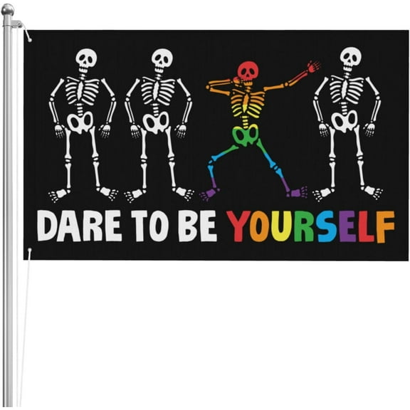 3x5 Lgbt Pride Month Flag Double Sided Cute Skeleton Lgbt Pride Outdoor Flag Gay Pride Lesbian Love Flag Banner Sign For Festival Party Holiday No Flagstand