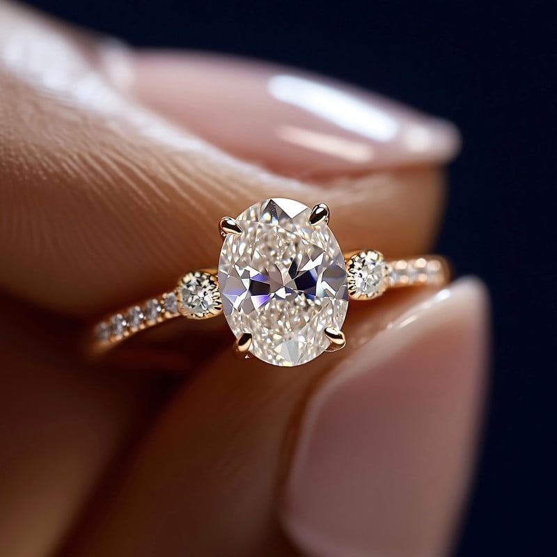 Cora Jewellery 1.35CT Oval Moissanite Solitaire Engagement Ring For Women, 18K Yellow Gold