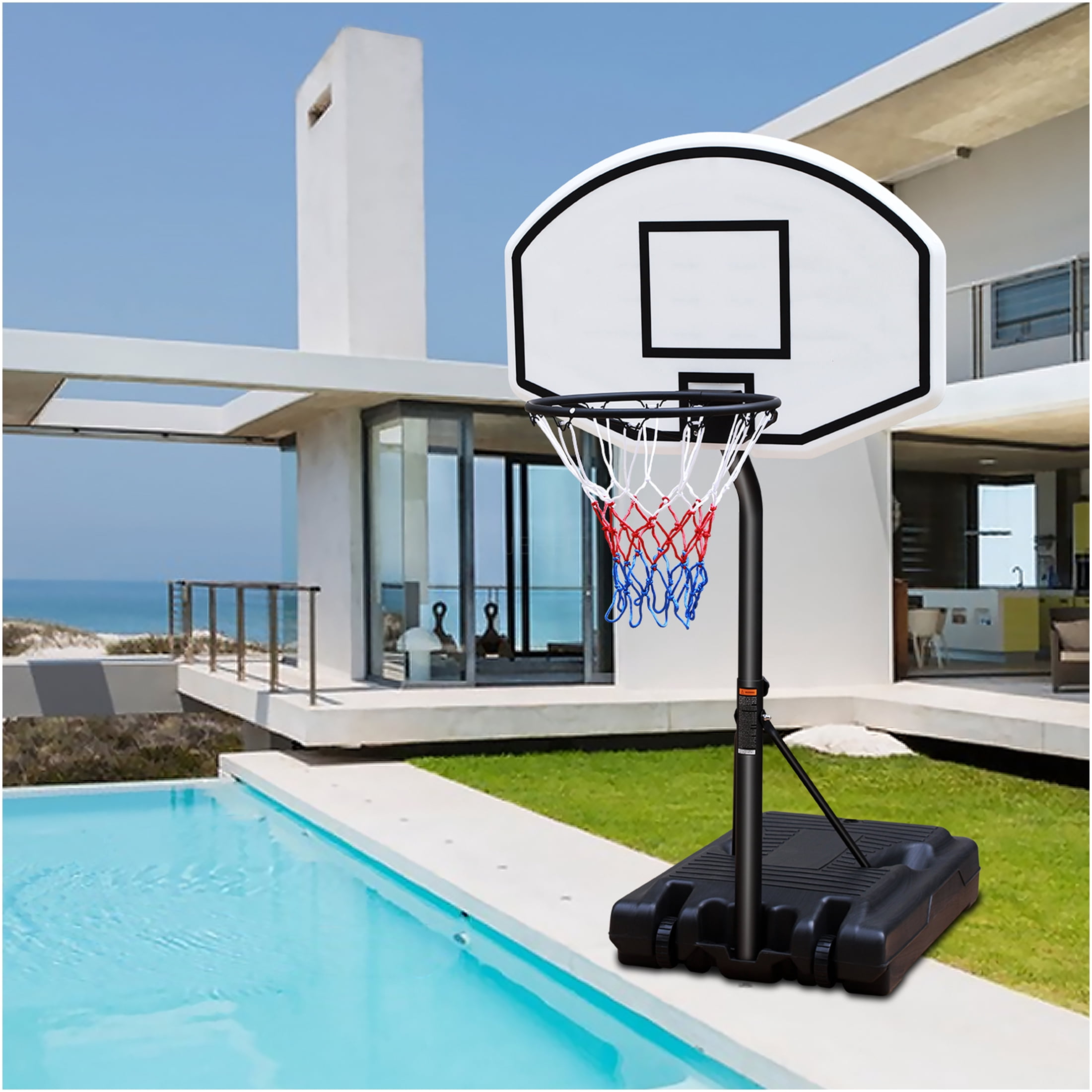 JERFIT Height Adjustable Portable Pool Basketball Hoop System with 36" Backboard, for Indoor Outdoor Sports Games, Black