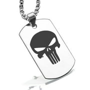 Stainless Steel Punisher Dog Tag Pendant Necklace