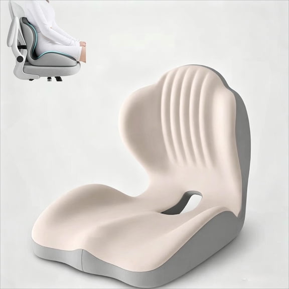 Ergonomic Memory Foam Seat Cushion with Back Support, 2-in-1 Coccyx Cutout Chair Pad for Office, Car, Gaming Chair and Wheelchair