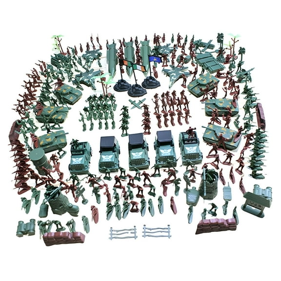 BESTSKY 307 Pieces Army Men Playset 4cm Soldier Action Figures with Tanks Planes Flags & More Accessories