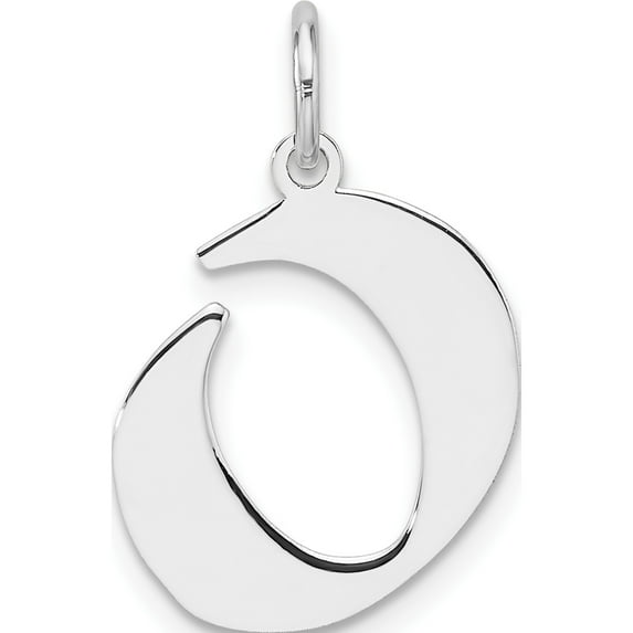 Sterling Silver Small Rhodium-Plated Artisan Block Letter O Initial Charm (Width 13.09) (Length 21.16) - Jbsp