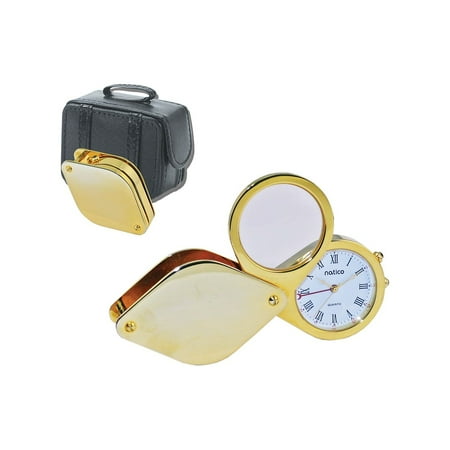 Natico Originals 10-875 Gold Tvl Alm With Magni Lth.Case