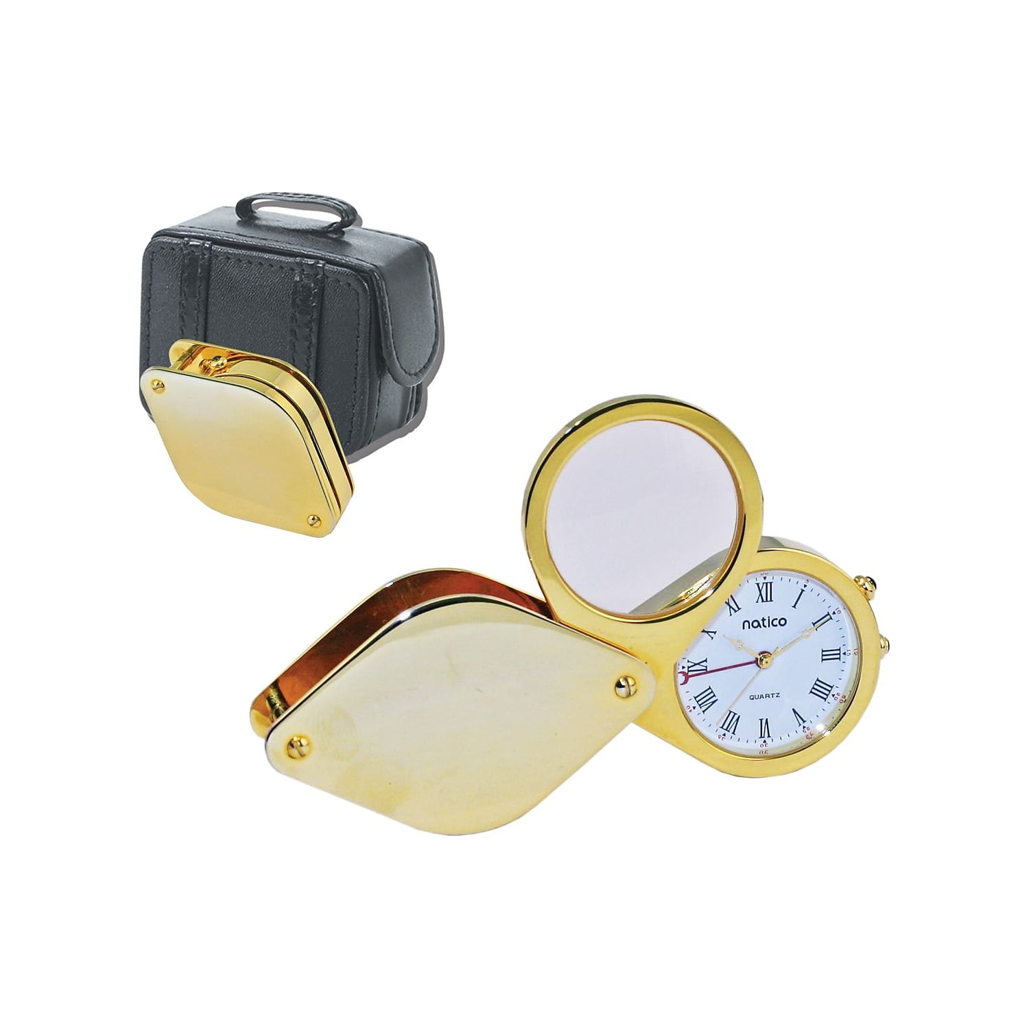 Natico Originals 10-875 Gold Tvl Alm With Magni Lth.Case