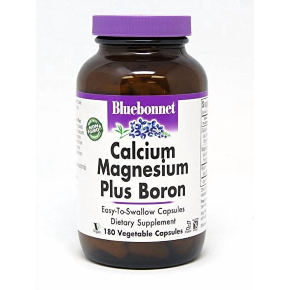 Bluebonnet Nutrition Calcium Magnesium Plus Boron Vegetarian Capsules, 180 Count