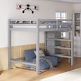 thumbnail image 3 of Euroco Full Size Loft Bed with Storage Wardrobe, Gray, 3 of 15