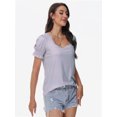 thumbnail image 3 of Tops for Women Summer Casual Ruffle Trim Sleeve Square Neck T Shirts, 3 of 6