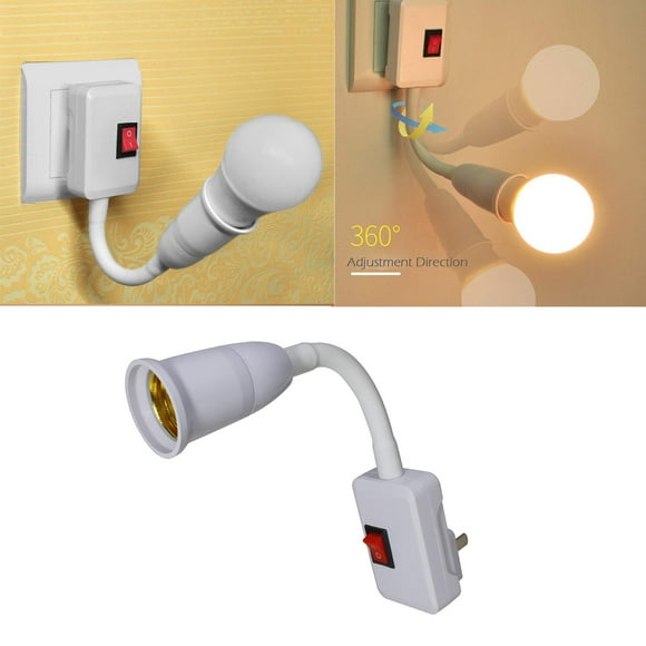Mistaha E27/E26 Plug in Light Socket Adapter with On/Off Switch, Flexible Neck Extension Lamp Bulb