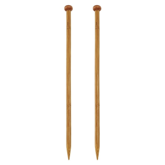2Pcs 10mm Bamboo Knitting Needle Straight Single Pointed 14 Inch Long