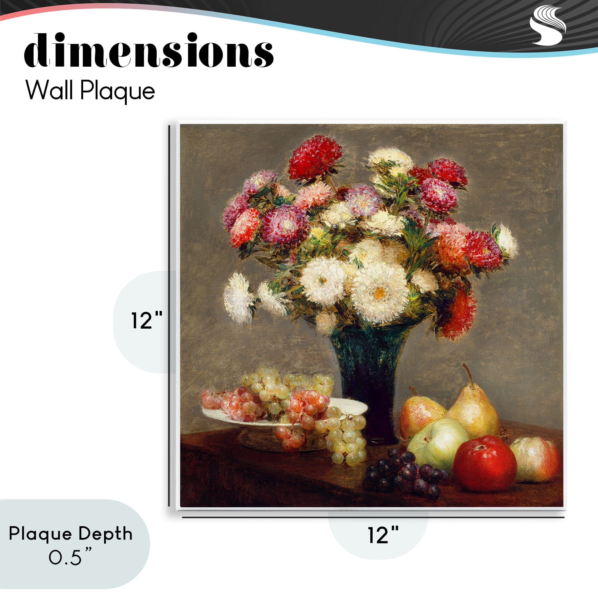 Stupell Industries Fruit & Asters Still Life Wall Plaque Art, design by CAD Designs