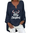 thumbnail image 2 of AOOCHASLIY Christmas Day Womens Blouses Solid Loose V-neck Shirt Plus Size Casual Long Sleeve TOPS, 2 of 5