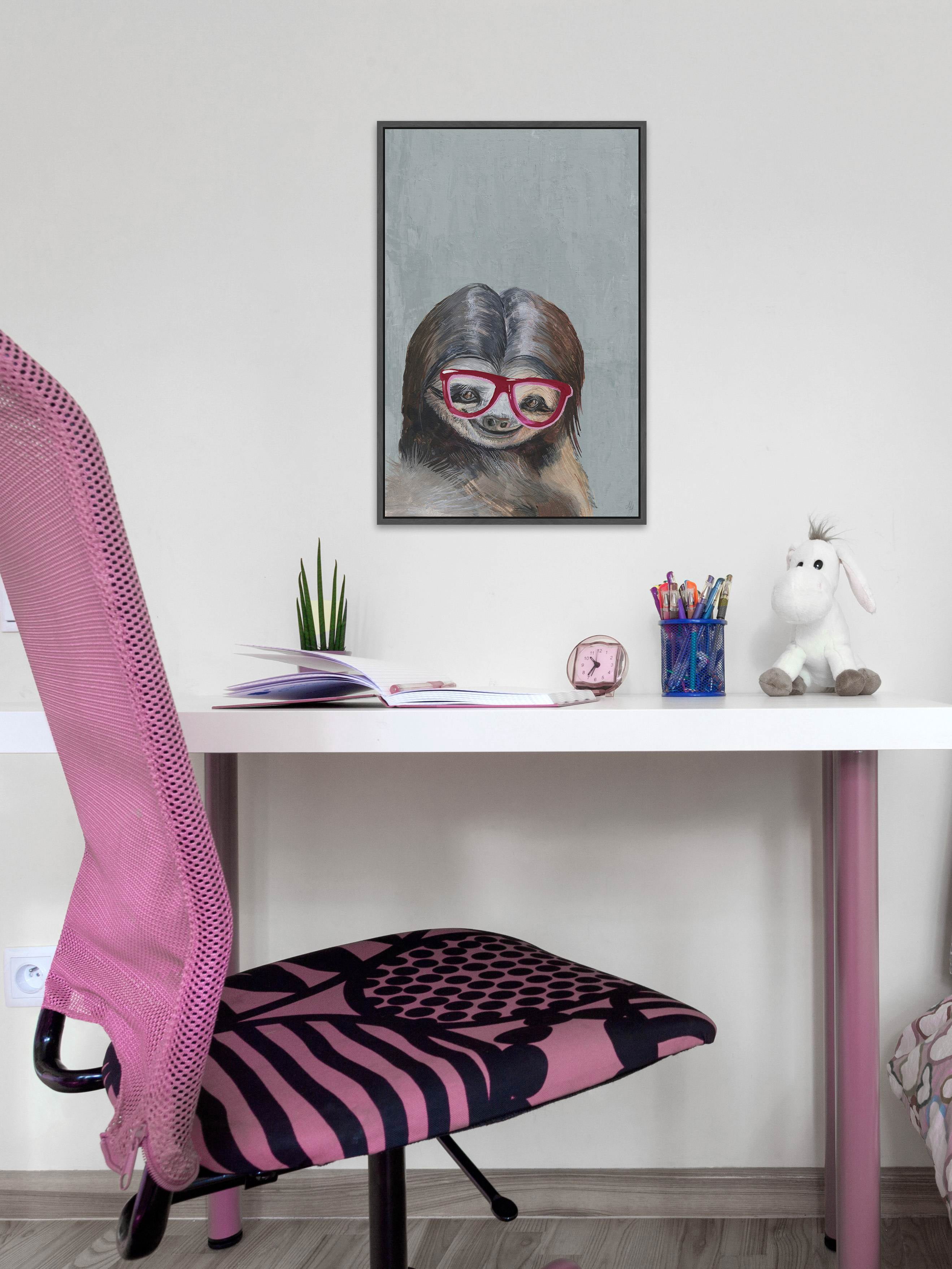 Nerdy Sloth II Floater Framed Painting Print on Canvas