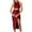 Red, variant on successthop Cocktail Dresses for Women Evening Party Ribbed Knit Cut Out Sleeveless Midi Clothes Ladies Split Dress Red