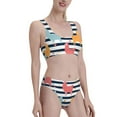 thumbnail image 2 of Daiia Colorful Llama printed 2 piece Swimsuit Bikinis for Women High Waisted Racerback Bathing Suits Summer Tummy Control Scoop Neck Swimwear-Small, 2 of 8