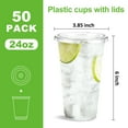 thumbnail image 5 of BagDream 50 Pack 24 oz Clear Plastic Cups with Lids, Disposable Clear Ice Coffee Cups with Lids for Cold Drinks, Smoothies, Party Supplies, 5 of 9