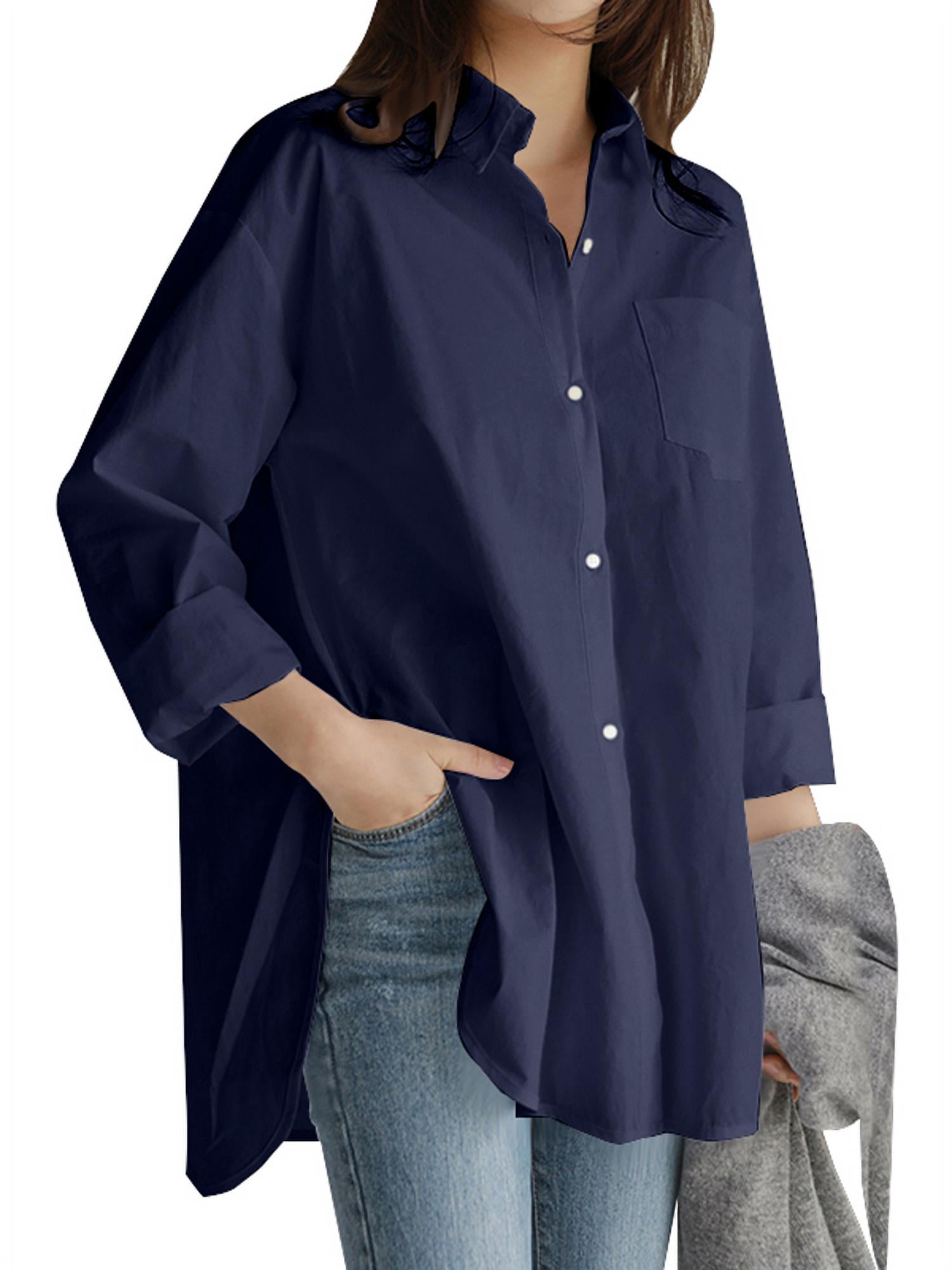 Winwinus Men Silm Fit Lapel Collar Plus-Size Long Sleeve wash Painting Shirt