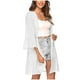 thumbnail image 1 of Puntoco Mujeres Sexy Gasa Perspectiva Playa Cubierta Sólido Manga 3/4 Cardigan Tops Blusa Puntoco Puntoco-1, 1 of 5