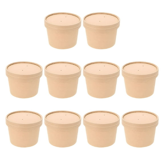 ACDANC 10 Sets Ice Cream Cups Bowl Disposable Paper Cardboard Food Containers Small Lidded