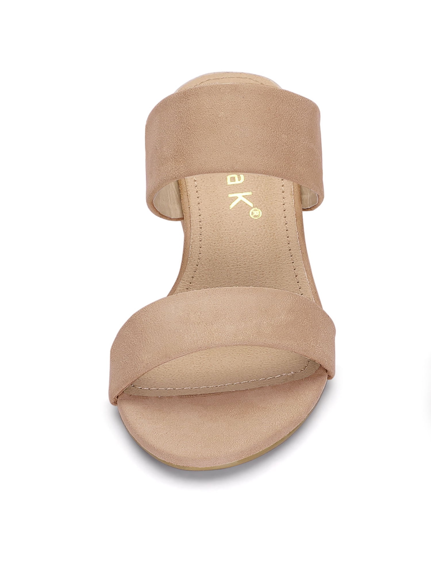 DARING DIVA Stylish Women's Block Heel Dual Straps Slide Sandals 7.5 Nude
