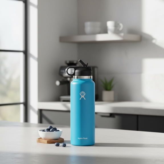 HF 40 oz Water bottle Stainless Steel & Vacuum Insulated with Straw Lid