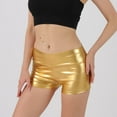 thumbnail image 5 of RYRJJ Metallic High Waisted Booty Shorts Women's Shiny Cheeky Dance Bottoms Wet Look Disco Party Club Hotpants(Gold,M), 5 of 7