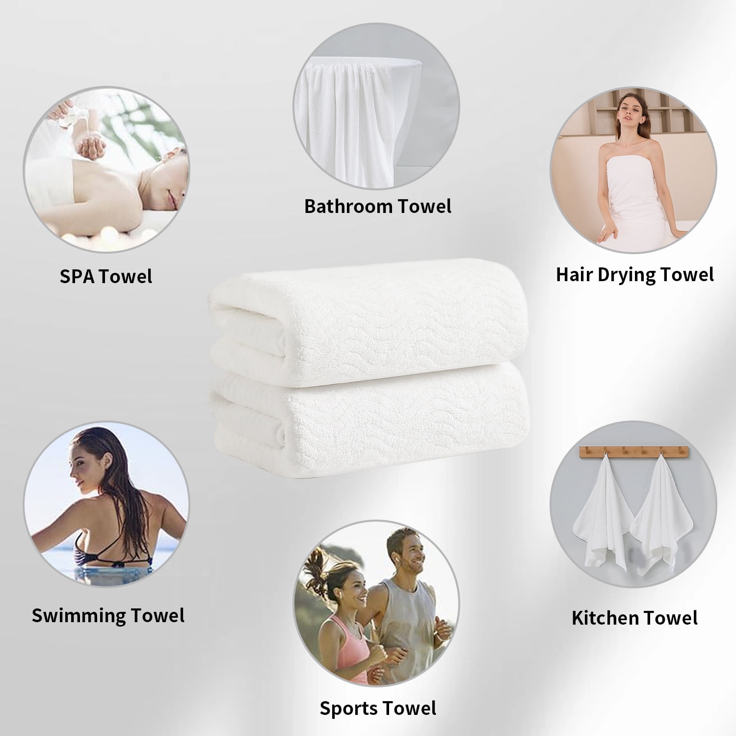 Jessy Home 12 Pack White Hand Towel Set 16"x31" Soft Highly Absorbent Quick Dry Bathroom Towels 600 GSM Microfiber Plush Towels