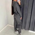 thumbnail image 5 of Ettsollp 2 Pcs/Set Women Hoodie Pants Suit Rhinestone Decor Long Sleeves Patchwork Sport Sweatshirt Elastic Waist Trousers Fitness Outfit Fall Spring Tracksuit, 5 of 7