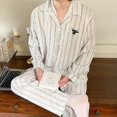 thumbnail image 1 of CAIYIER-Conjunto de pijamas para parejas, ropa de dormir con estampado de perro, a rayas, para amantes de las mujeres y los hombres, ropa de dormir de invierno, ropa de dormir Coreana de Navidad, 1 of 4