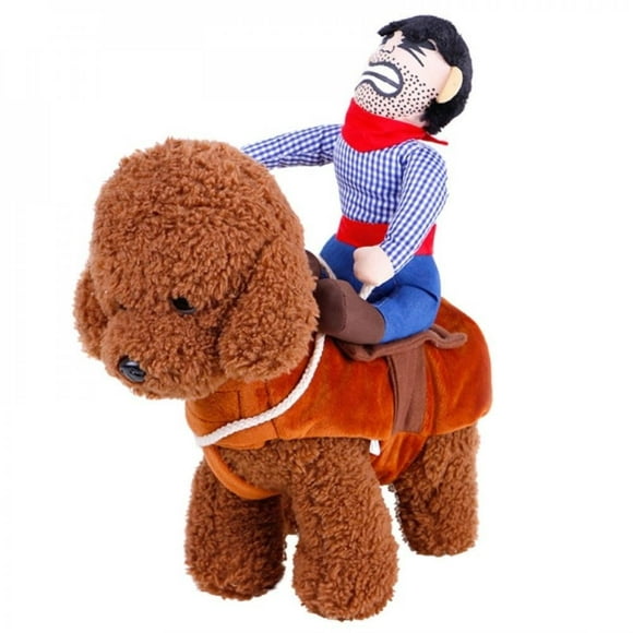 AMERTEER Lovely Riding Horse Dog Costume with Cowboy Hat Dog Pet Cat Funny Golden Retriever Halloween Party Custome Clothes
