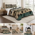 thumbnail image 6 of Full Quilt Set 78''x90'', Black Paw Print Lightweight Summer Bedspread Coverlet Set with 2 Pillow Shams, Farmhouse Vintage Shabby Wood Grain Breathable All Season Quilt Bedding for Bedroom/Guest Room, 6 of 9