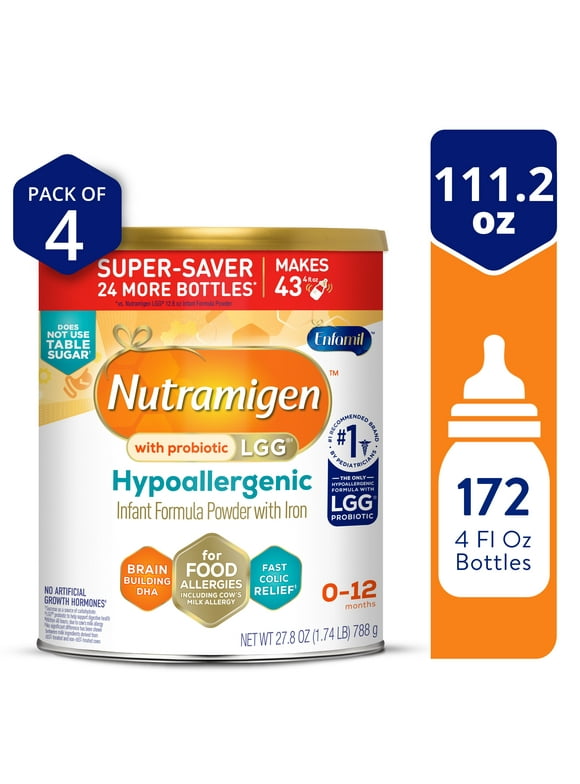 Nutramigen Hypoallergenic Baby Formula,Lactose Free,Colic Relief from Cow's Milk AllergyStars in 24 Hours, Brain Building Omega-3 DHA,Probiotic LGGfor Immune Support, 111.2 Oz
