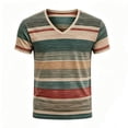 thumbnail image 2 of Mens V Neck T Shirts Striped Short Sleeve T-Shirts Casual Slim Fit Lightweight Summer Tops Fashion Beach Vacation Shirts, 2 of 4