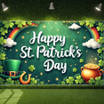 thumbnail image 5 of Green Theme St. Patrick's Day Banner Shamrock Pattern Happy St. Patrick's Display Rainbow Accent Pot of Gold Design Shamrock Backdrop for St. Patrick's Day Party Celebration Indoor Decoration, 5 of 9