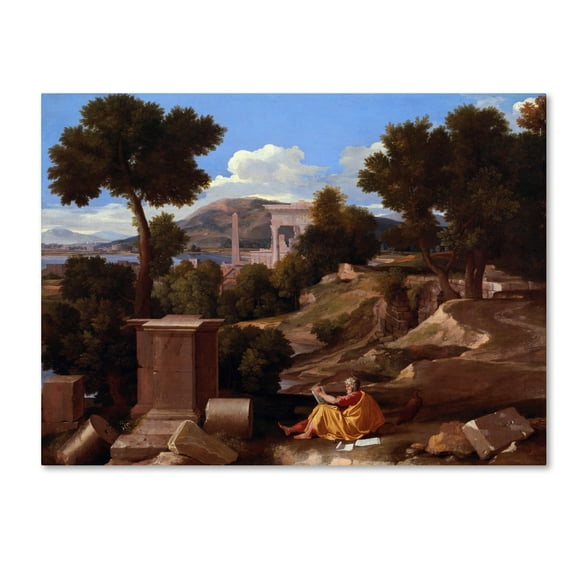 Nicolas Poussin 'Landscape With Saint John On Patmos' Canvas Art