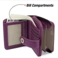 thumbnail image 3 of Small Wallet for Women Genuine Leather RFID Blocking Wallet Sleeve Minimalist Front Pocket Bifold Purse Zipper Pocket Card Holder with ID Window - Dark Purple, 3 of 7
