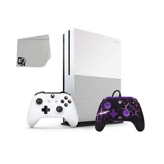 Pre-Owned Microsoft 234-00051 Xbox One S White 1TB Gaming Console with Purple Magma Controller Included BOLT AXTION Bundle