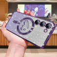 thumbnail image 3 of Zonrw Para Samsung Galaxy S23 Funda Magnética Para Mujer Niña Suave Lindo Lujo Amor Corazón Chapado Bling Degradado Glitter Funda Para Teléfono Compatible Con Magsafe Transparente A Prueba De Golpes C, 3 of 5