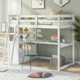 thumbnail image 2 of Twin Size Loft Bed with Desk and Shelves, Cosymart Two Built-in Drawers, White, 2 of 9