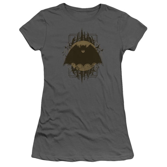 Batman Batman Crest S/S Junior Women's T-Shirt Sheer-Charcoal