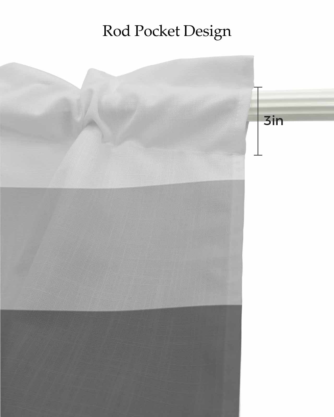 Geometric Grey Linen Curtain Valance for Bedroom/Bathroom/Kitchen/Office/Living/Dining Room Window,Minimalist Stripe Country Farmhouse Pocket Topper Drapes Decorative Cafe Drapery Panel 60"x18"