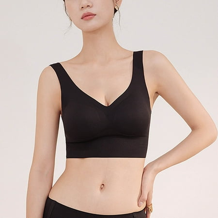 

HOMBOM High Support Sports Bras for Women Ladies Traceless Comfortable One-piece No Steel Ring Vest Sports Gathering Underwear Black XXL(12)