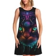 thumbnail image 1 of Balery Futuristic Cat Warrior Vestidos de verano para mujer con estampado: vestido holgado sin mangas, vestido playero informal y cómodo para días calurosos., 1 of 7