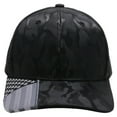 thumbnail image 4 of US Flag Embroidery Visor Shiny Camo Perforated Baseball Hat Cap (Black), 4 of 6