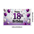 thumbnail image 3 of Purple and White Balloon Themed 18th Birthday Backdrop Banner Party Decors Background Photography Props Birthday Party Supplies, 3 of 7