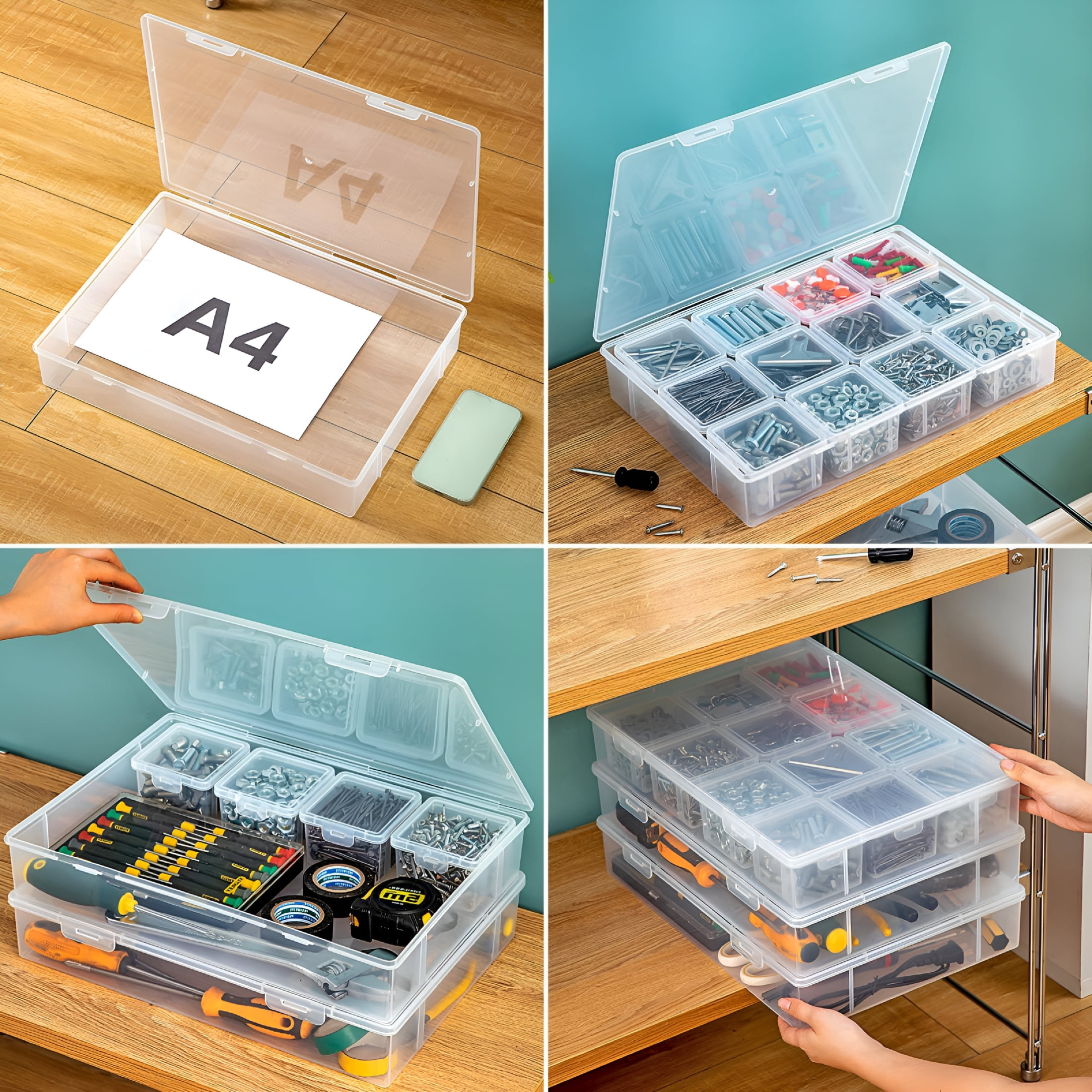 XIBUFE 13Pcs Extra Large Bead Storage Container with Hinged Lid, Craft Supply Case, Legos Storage, bead organizers and storage. (1)