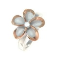 thumbnail image 1 of 925 sterling silver Hawaiian 15mm plumeria flower cz rhodium and pink rose gold plated 2 tone ring size 3, 1 of 5